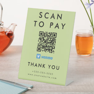 Professional Scan to Pay Venmo QR Code Lime Green Pedestal Sign