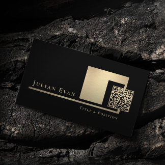 Professional Scannable Black and Gold QR code Business Card