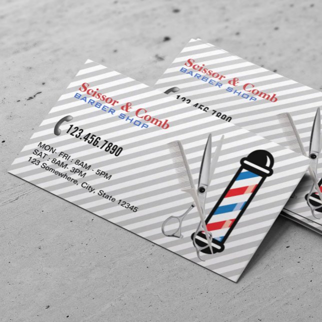 Professional Scissor & Comb Barber Shop Business Card (Creator Uploaded)