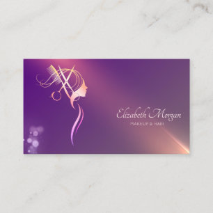 Professional Scissors Girl Silhouette Purple Business Card
