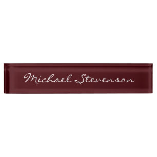 Professional Script Modern Red Business Nameplate