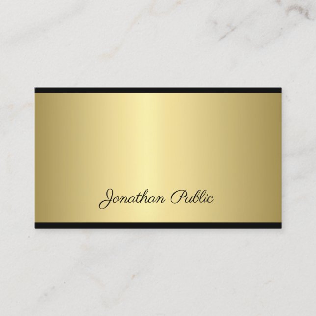 Professional Script Modern Simple Gold Look Glam Business Card (Front)