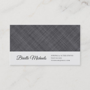 Professional Seamstress Simple Grey Linen Pattern Business Card