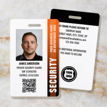 Professional Security Guard ID Custom Photo Orange