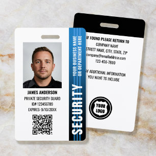 Professional Security Guard Officer ID Photo Blue ID Badge