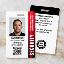 Professional Security Guard Officer ID Photo Red