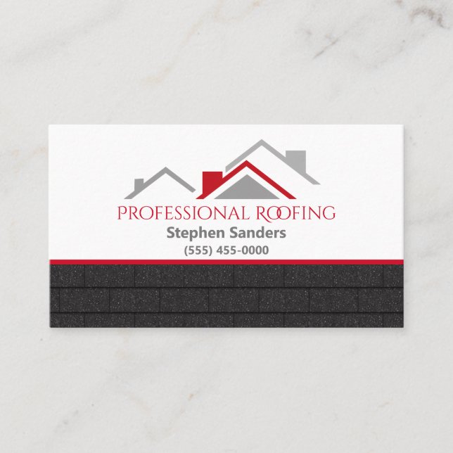 Professional Shingles Roofing Construction Company Business Card (Front)