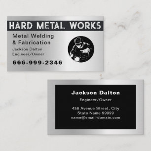 Professional Shiny Black Welding Metal Fabricator Business Card