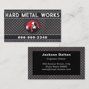 Professional Shiny Black Welding Metal Fabricator Business Card