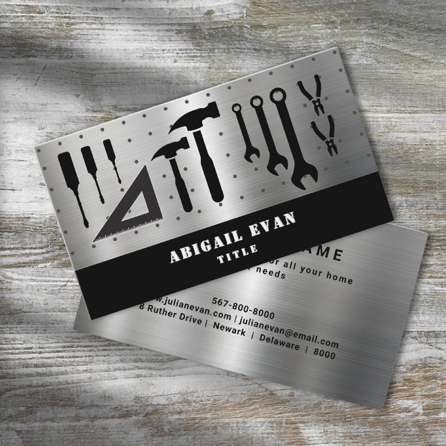 Professional Shiny Silver Repair Tools Handyman Business Card (Professional Shiny Silver Repair Tools Handyman Business Card )