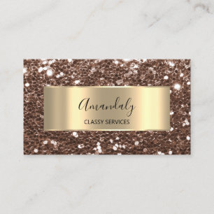 Professional Shop Gold Frame Glitter QRCode Brown  Business Card