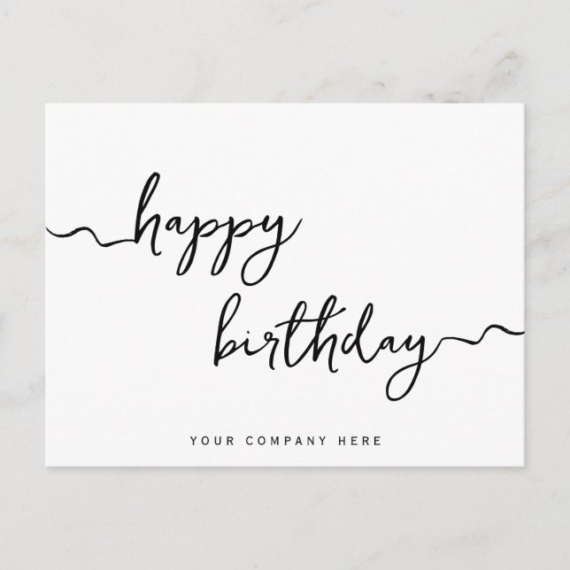 Professional Signature Script Birthday Business Postcard (Front)