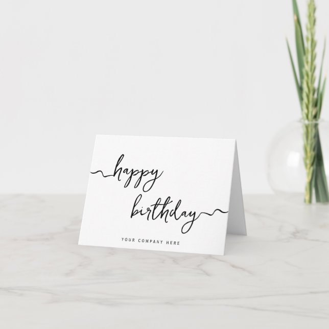 Professional Signature Script Corporate Birthday Card (Front)