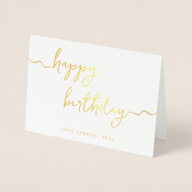 Professional Signature Script Corporate Birthday  Foil Card (Front)