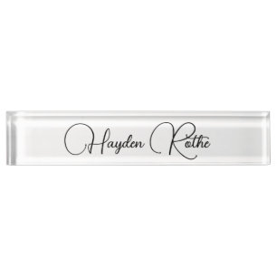 Professional Signature Script White  Nameplate