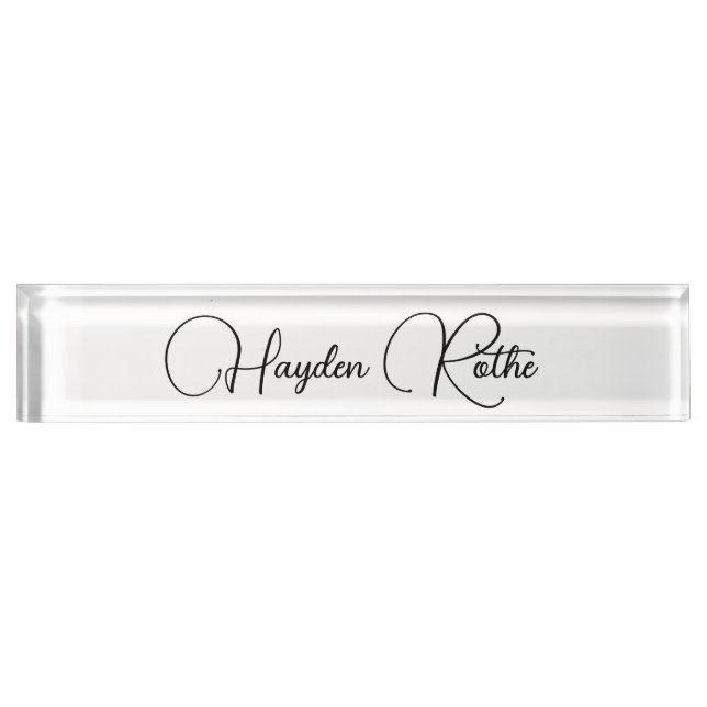  Professional Signature Script White  Nameplate (Front)