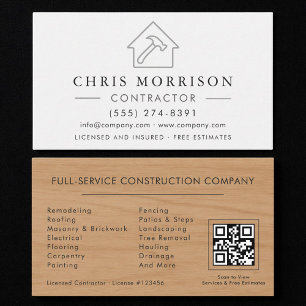 Professional Silver and White Builder QR Code  Business Card