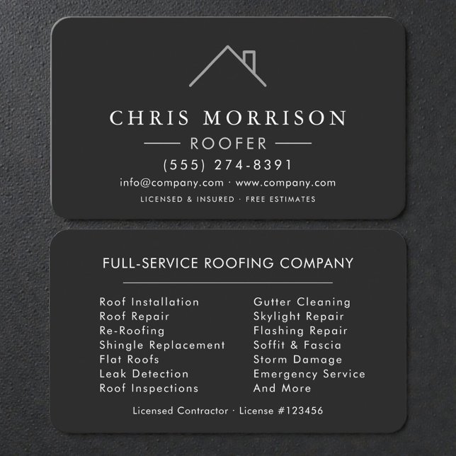 Professional Silver & Black Roofing Company Business Card (Creator Uploaded)
