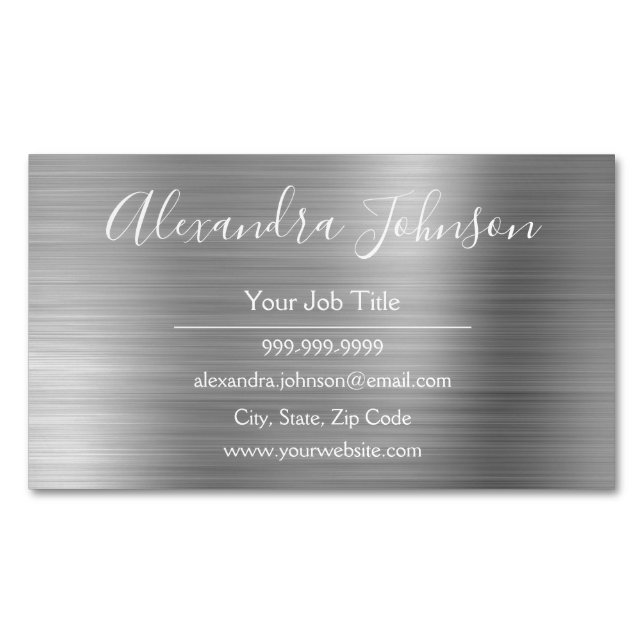 Professional Silver Foil Modern Magnetic Business Card (Front)