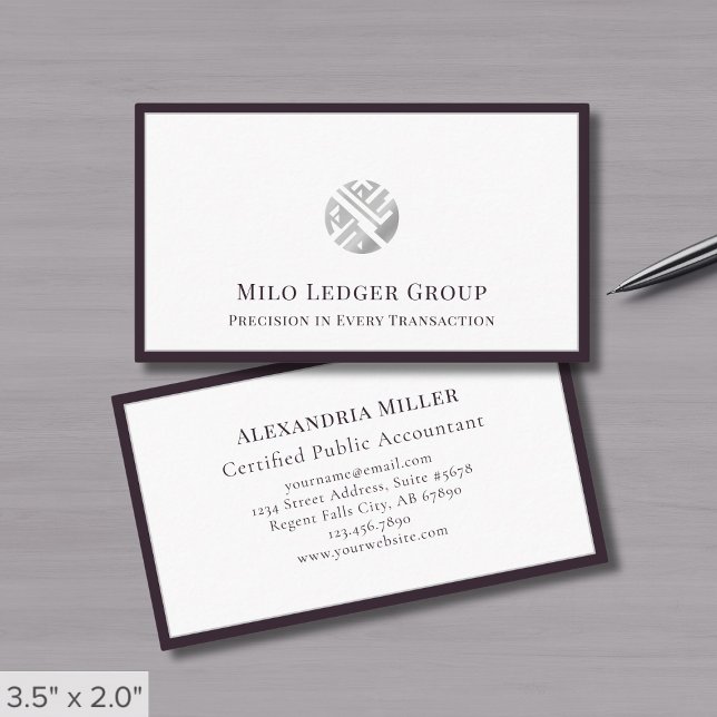 Professional Silver Geometric Logo Business Card (Creator Uploaded)