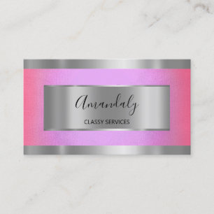 Professional Silver Grey Framed Elegant Pink Purpl Business Card