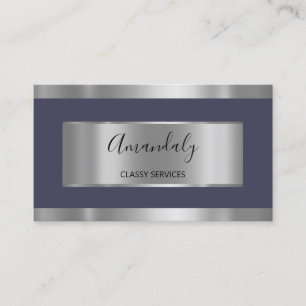 Professional Silver Grey Framed Smoky Blue Business Card