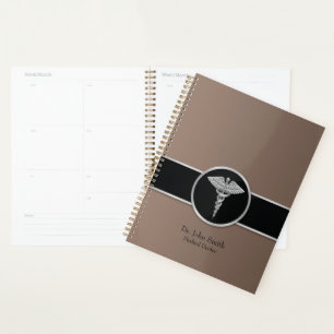 Professional Silver Medical Caduceus Planner
