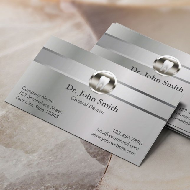 Professional Silver Metal Dental Appointment Card (Creator Uploaded)