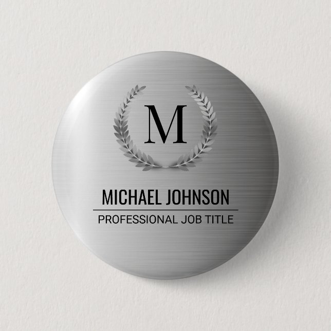 Professional Silver Stainless Steel Metal 6 Cm Round Badge (Front)