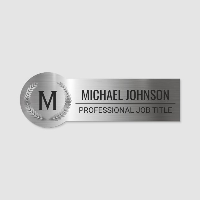 Professional Silver Stainless Steel Metal print  Name Tag (Front)