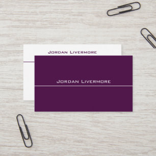 Professional, Simple, Basic, Plum & White Modern Business Card