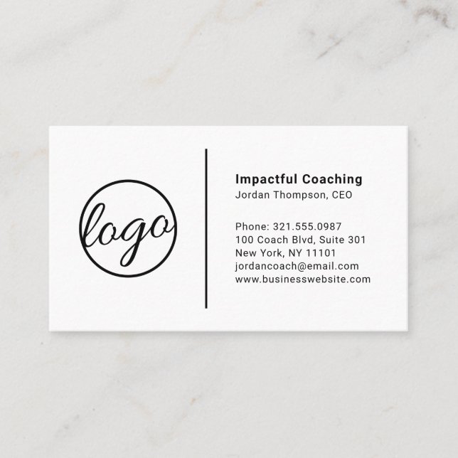 Professional Simple Black and White Logo Business Card (Front)