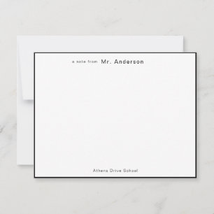 Professional Simple Black border Teachers flat Card