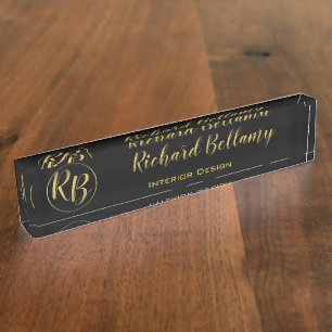 Professional Simple Black Gold - Desk Nameplate