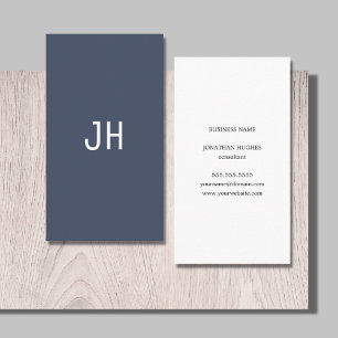 Professional Simple Blue White Monogram Business Card