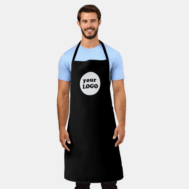 Professional Simple Custom Business Logo Black Apron (Worn)