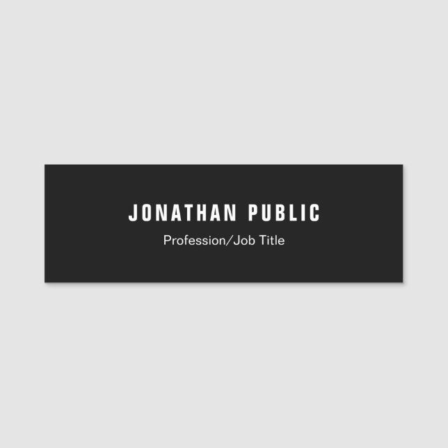 Professional Simple Design Black Template Modern Name Tag (Front)