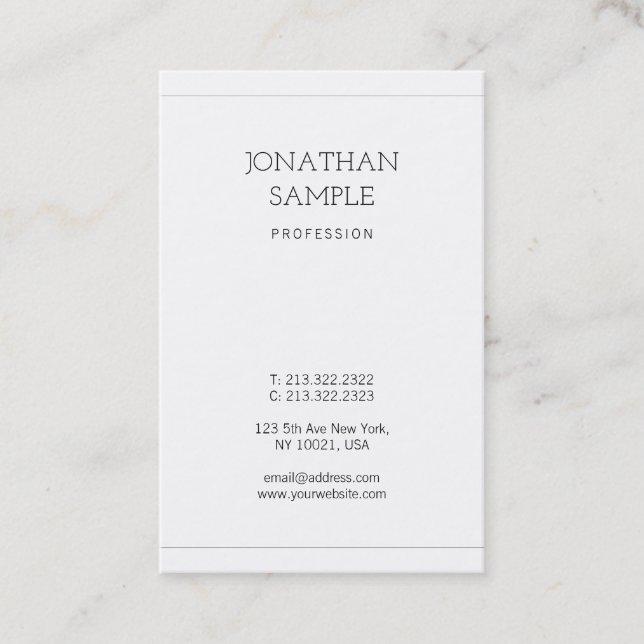 Professional Simple Design Elegant Plain Luxury Business Card (Front)