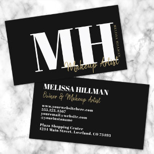 Professional  Simple Elegant Black Monogram Business Card