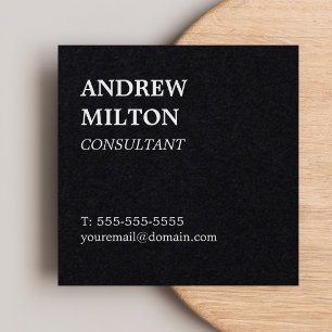 Professional Simple Elegant Black White Consultant Square Business Card