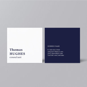 Professional Simple Elegant Blue White Consultant Square Business Card