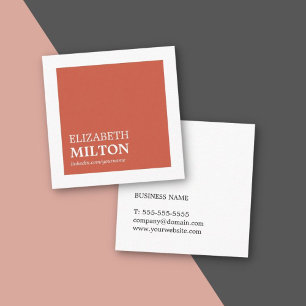 Professional Simple Elegant Coral White Consultant Square Business Card