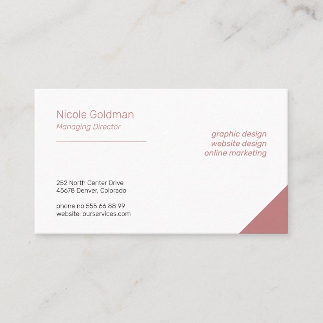 Professional simple elegant corporate plain blush business card (Front)