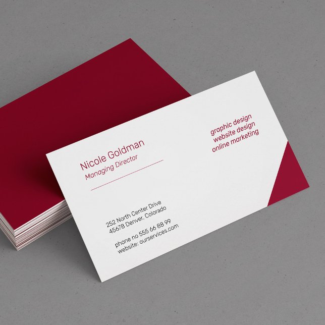 Professional simple elegant corporate plain red business card (Creator Uploaded)