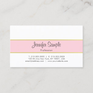 Professional Simple Elegant Pink Gold Plain Trendy Business Card