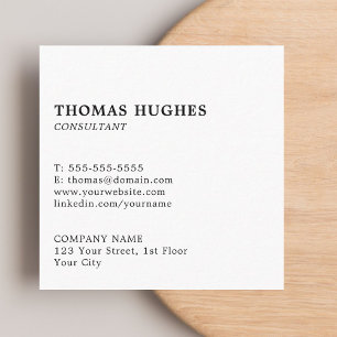 Professional Simple Elegant White Consultant Square Business Card