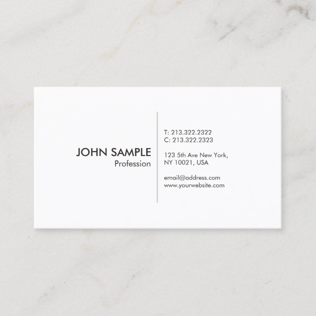 Professional Simple Elegant White Modern Business Card (Front)
