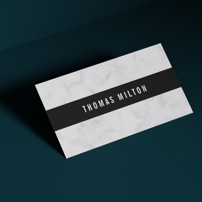Professional Simple Faux Marble Black Stripe Business Card (Creator Uploaded)