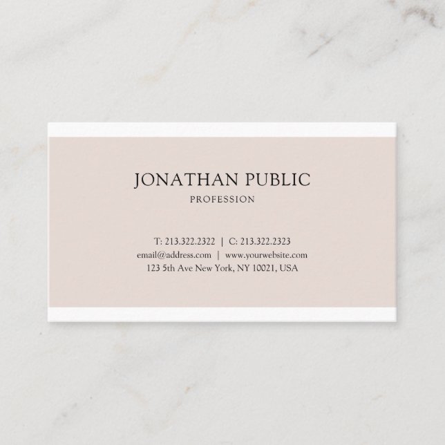 Professional Simple Graphic Design Elegant Plain Business Card (Front)