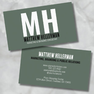 Professional Simple Green Monogram Business Card
